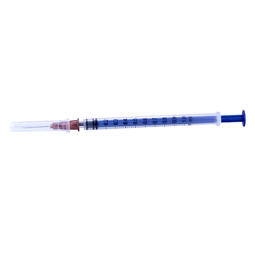 Jeringa desechable con aguja, paquete Individual estéril de 1ML para laboratorio científico, recarga de alimentación, medición de líquido, 10/20/50 Uds.