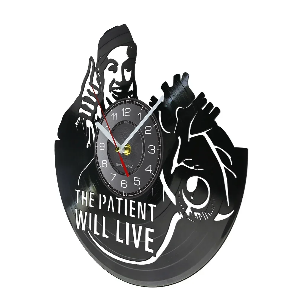 The Patient Will Live Hospital Quote Medical Wall Art Clinic Offic Wall Decor Doctor Wall Clock Vintage Nurse Vinyl Record Clock