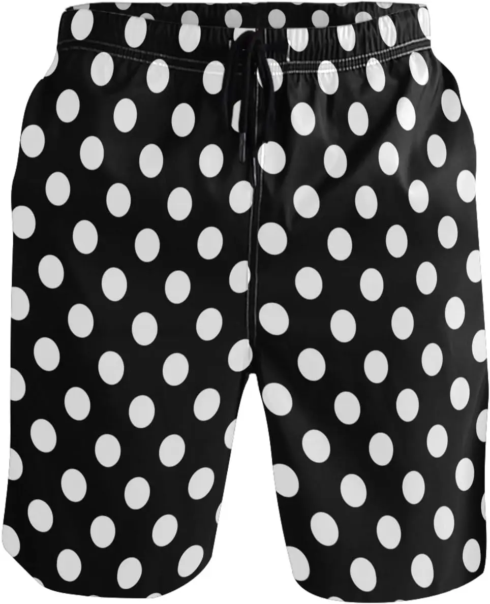 

Черно-белые мужские забавные плавки в горошек, быстросохнущая пляжная одежда, спортивные шорты для бега, плавки