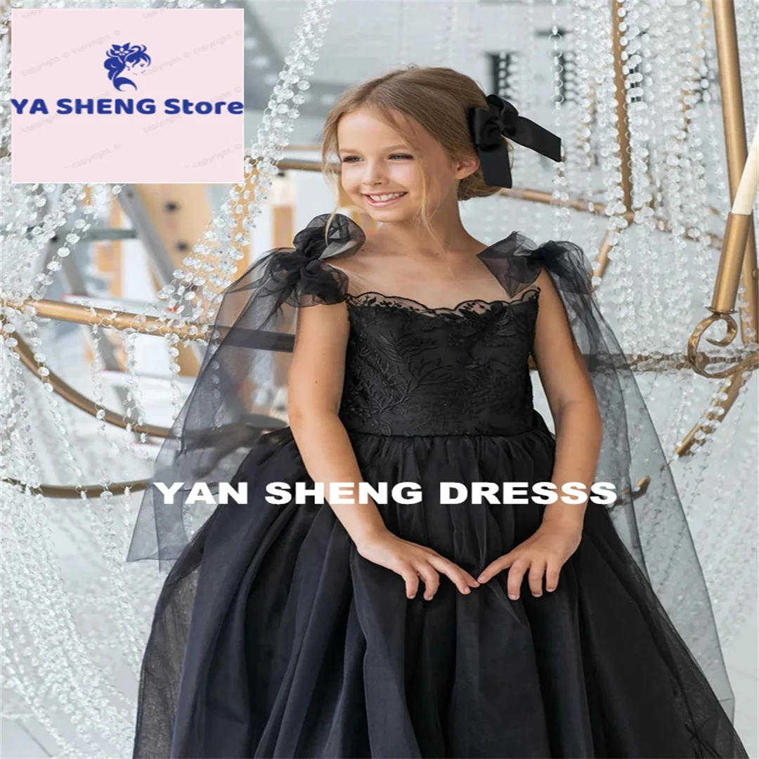 فستان فتاة الزهور من التول مخصص مع فيونكة بدون أكمام فستان الأميرة لحفلات الزفاف وأعياد الميلاد