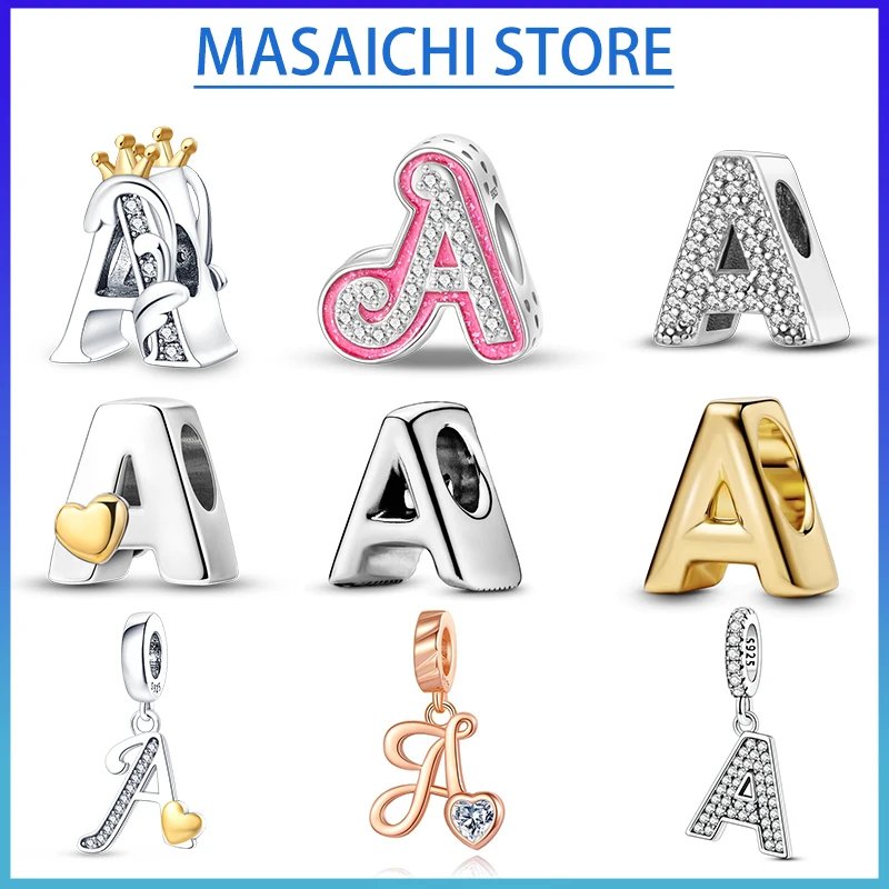 

925 Silver Multi-Element 26 Letters A-Z Series Charm Suitable For Keychain 925 Silver Women's Bracelet Holiday Birthday Gift
