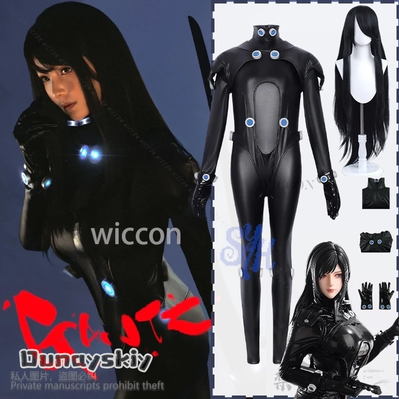 

Anime KANTZ Cosplay Reika Shimohira Costume Sexy Black Goth Punk Jumpsuit Latex Bodysuit Y2K Halloween Christmas Cos Disguise