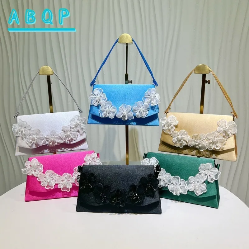 

New Women's Handbags Luxury Brand Beaded Floral Shape Women's Shoulder Bag Dinner Party Fashion Women's Bag High Quality
