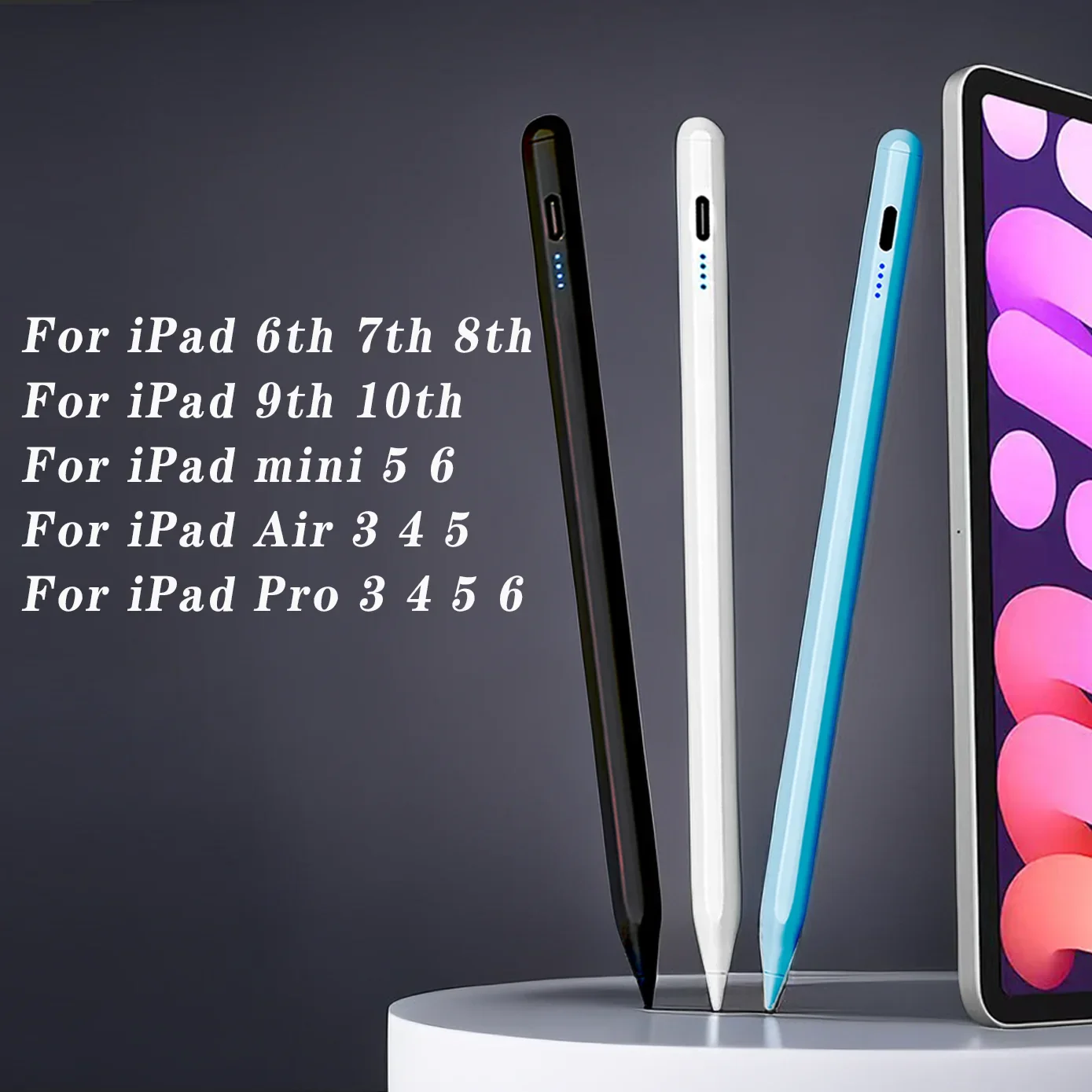 

pencil 2 For ipad 2018-2023 Stylus Pen For iPad Pro 11 12.9 Air 4/5 7/8/9/10th mini 5 6,For iPad pencil with palm rejection