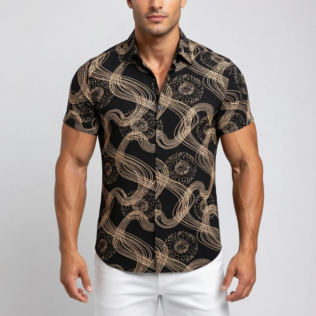

Summer Fashion Streetwear Vintage Printed Short Sleeve Men's Hawaiian Shirts Casual Vacation/Daily All-Match Men Shirt Tops 4XL