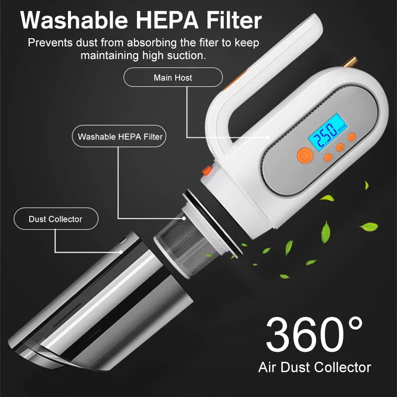 250W 25000PA Handheld Vacuum Cleaner Robot for Car Home Computer HEPA Filter Portable Powerful Wet&Dry Use Cleaner