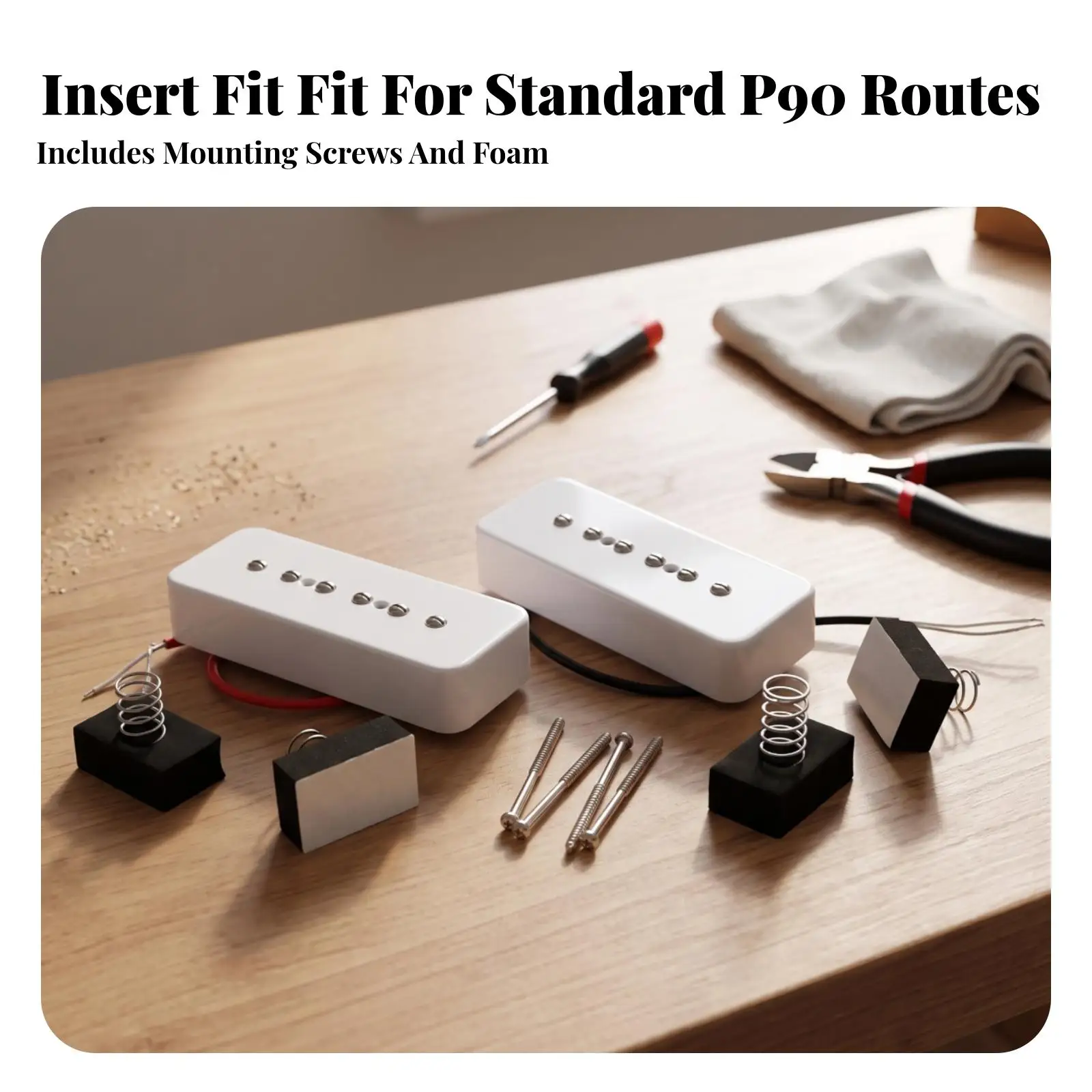 P90 Guitar Pickup Bundle Metal Polepieces White Cover for Electric Guitar DIY Projects and Tone Mods