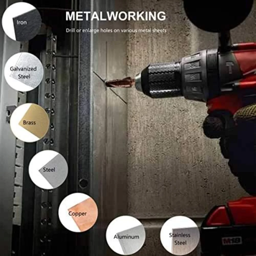Precision For M35 Cobalt Step Drill Bits 12 Sizes 4-13mm For Stainless Steel And Metal Double-Edge Fast Drill Hex Shank