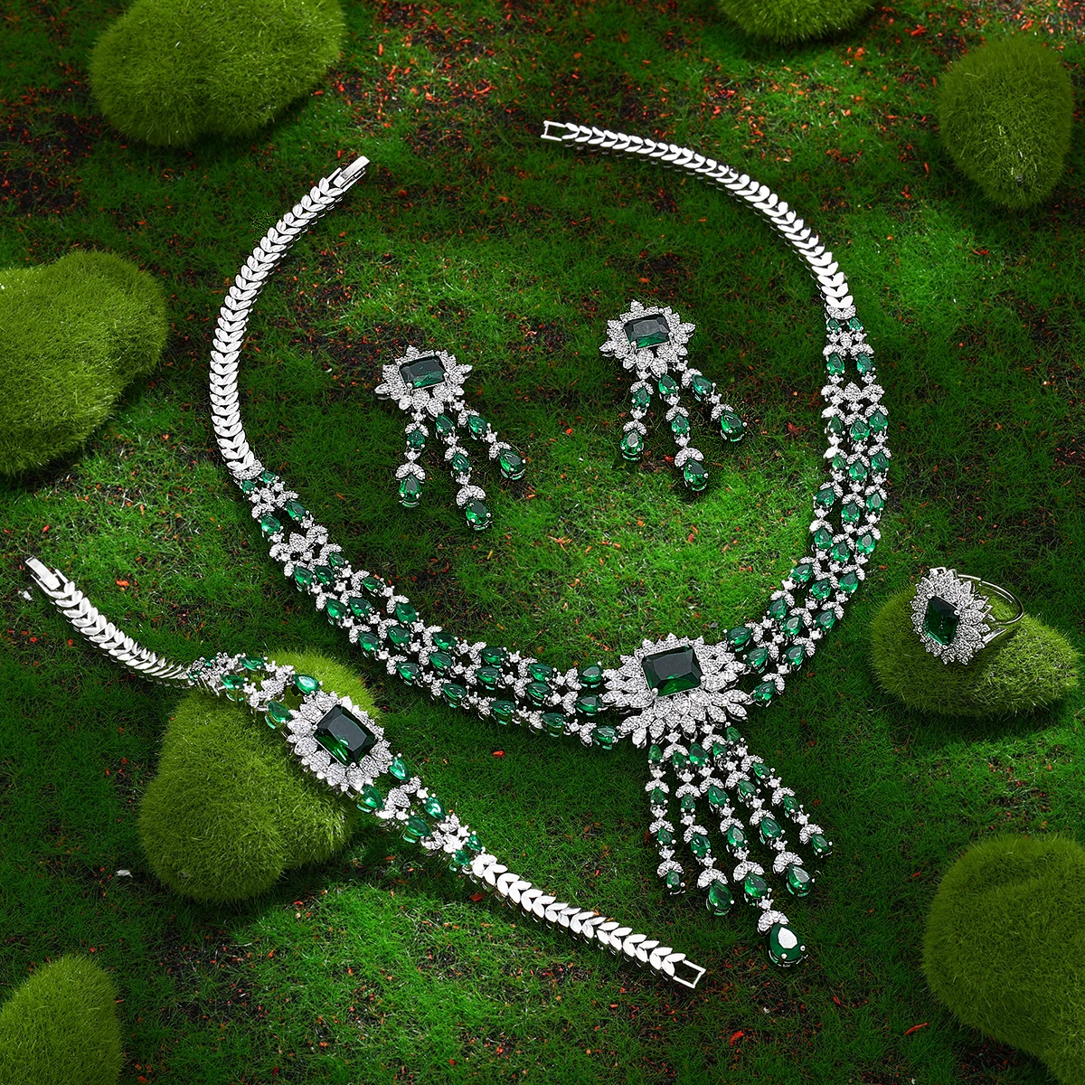 

2024 New 4-piece Bridal Wedding Set Cubic zirconia Nigeria Africa Luxury Wedding Party Jewelry Set