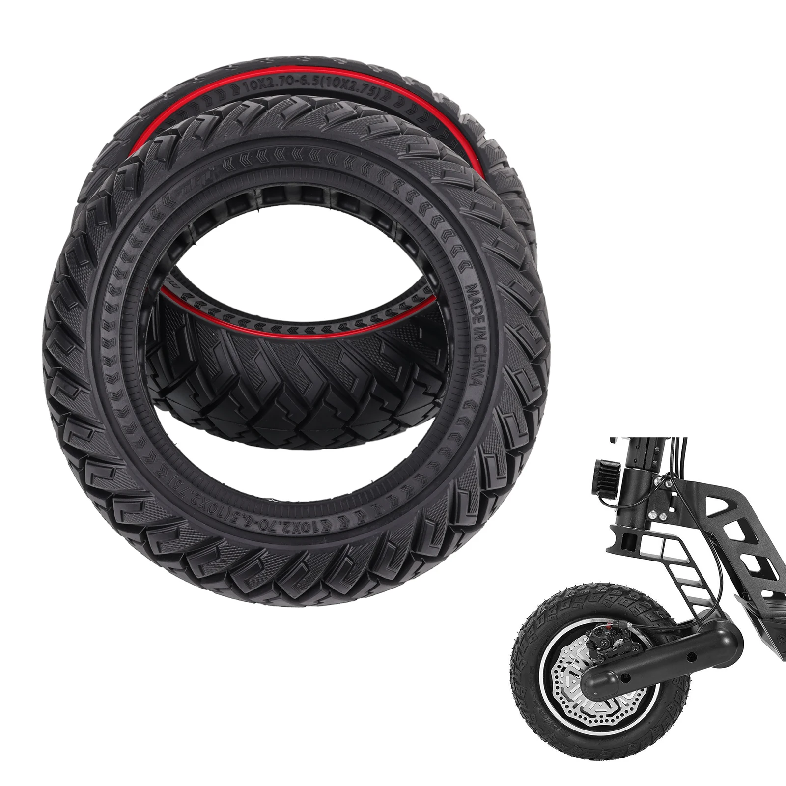 Off Road Solid Tire for Kugoo G2 Pro Electric Scooter G-Booster Front Rear Wheel 10*2.70-6.5(10*2.75) Anti-Slip Tyre