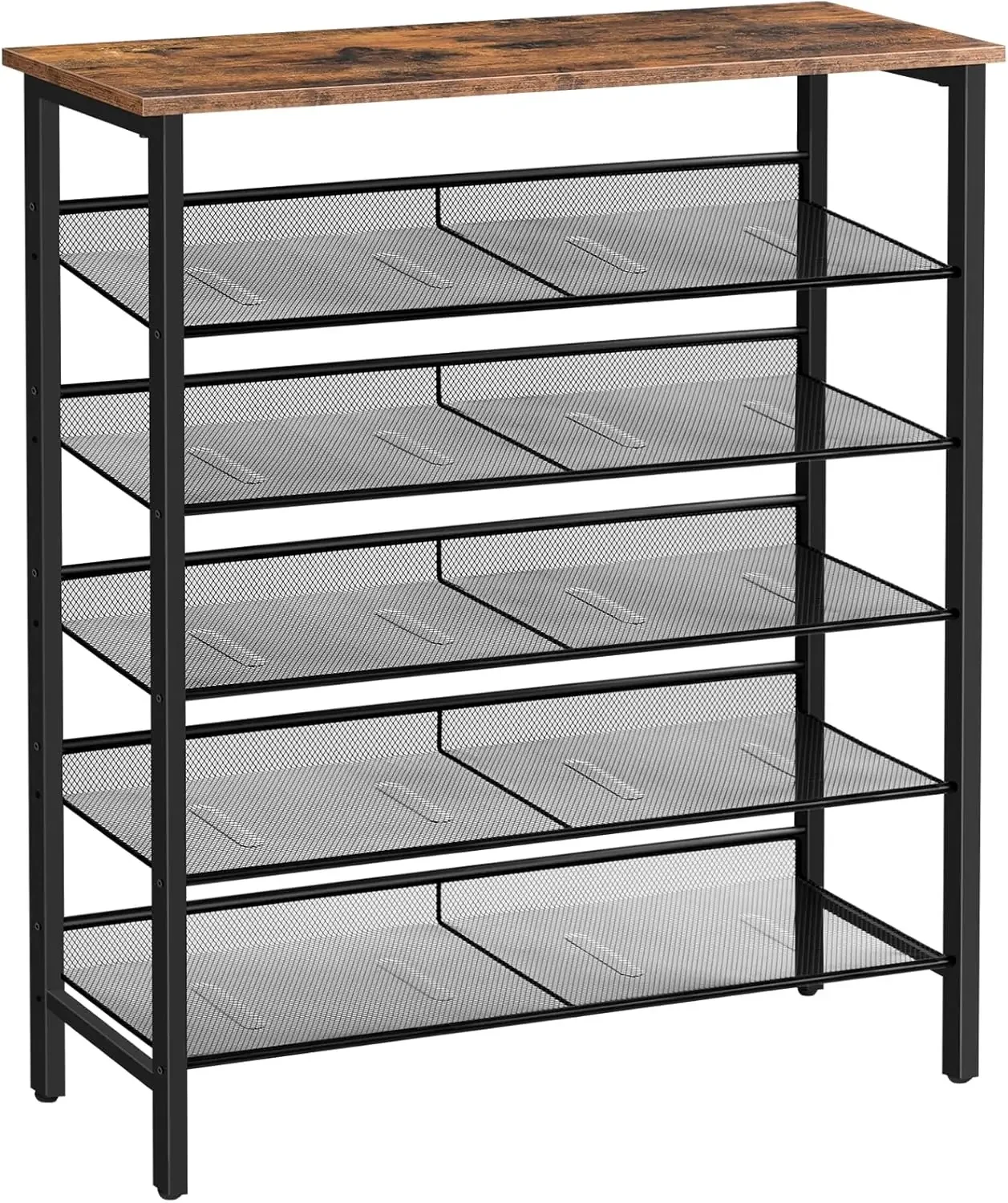 Schuhregal, 6-lagiger Schuhschrank, Adjustable Schuhablage, Flach und Neigbar, für 18-24 Paar