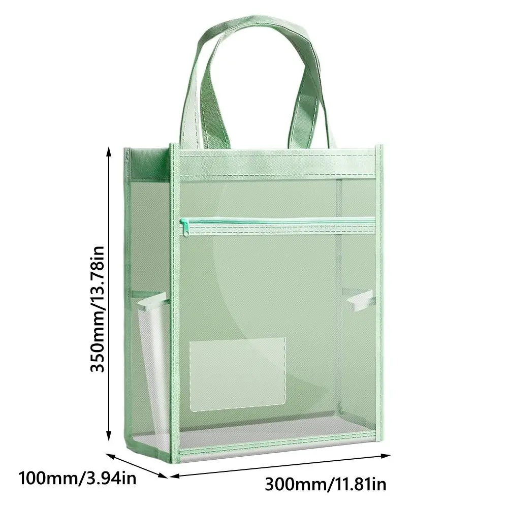 حقيبة تعليمية شفافة متينة، طبقات مزدوجة، حقيبة يد شبكية ذات سعة كبيرة، منظم كتب شبكية، حقيبة مكتب المدرسة