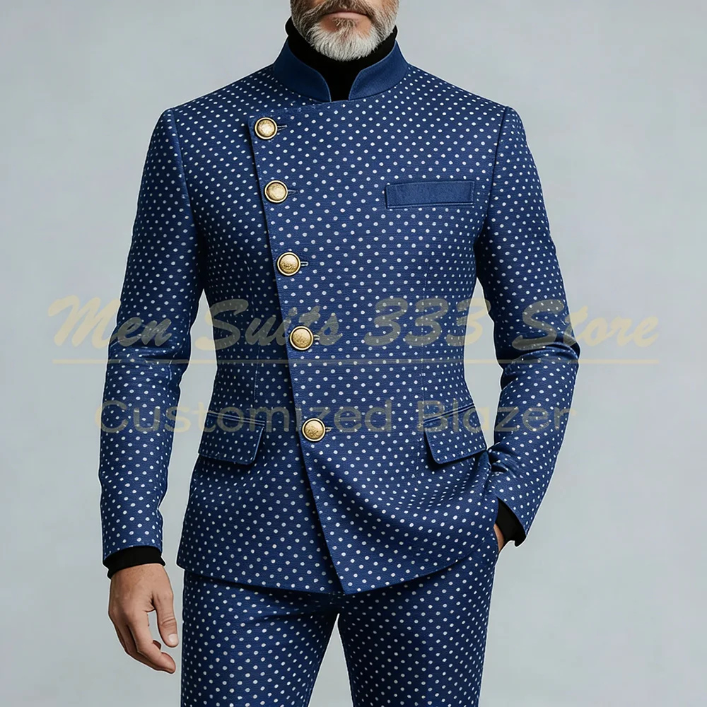 Samrt Casual Men's Suits Customized Single Breasted Stand Lapel Blazer Formal Wedding 2 Piece Jacket Pants Full Sets Outfits