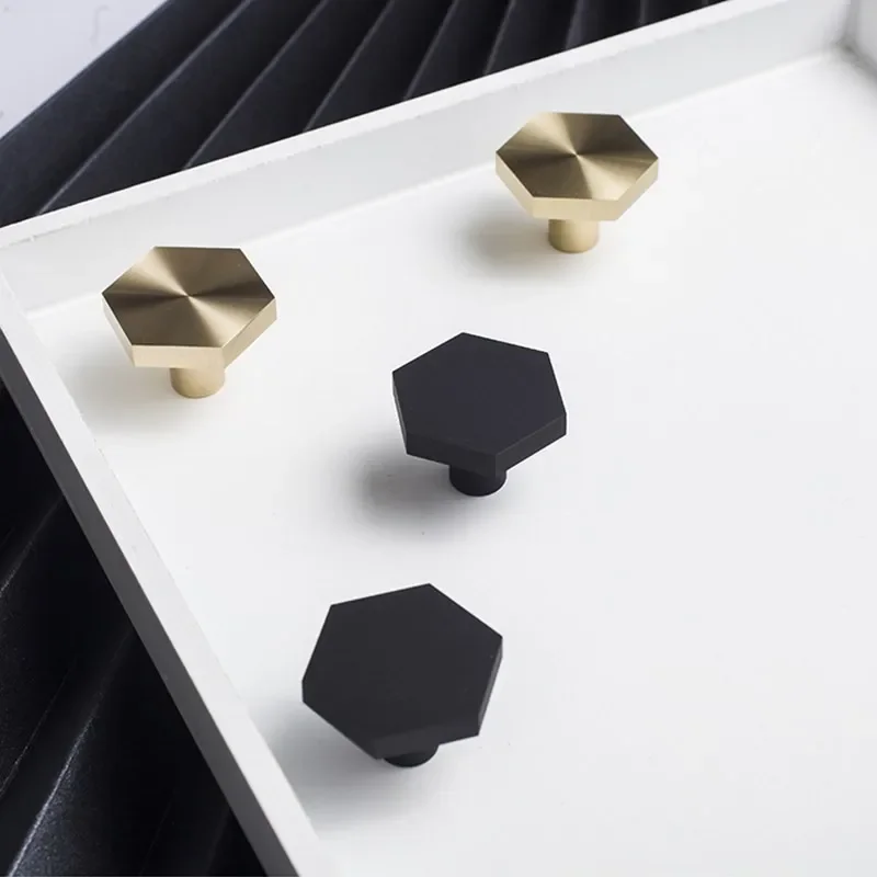 Hexagon Single Hole Drawer Handle Gold Black Zinc Alloy Furniture Knob for Kitchen Cupboard Bedroom Wardrobe Bathroom Cabinet image 3