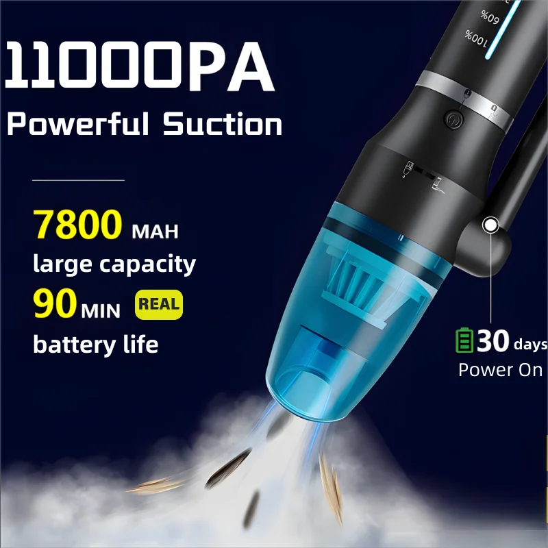 3 in 1 98,000RPM 13,000Pa 무선 송풍 및 흡입 진공 청소기 보조베터리로 휴대용 공기 먼지떨이