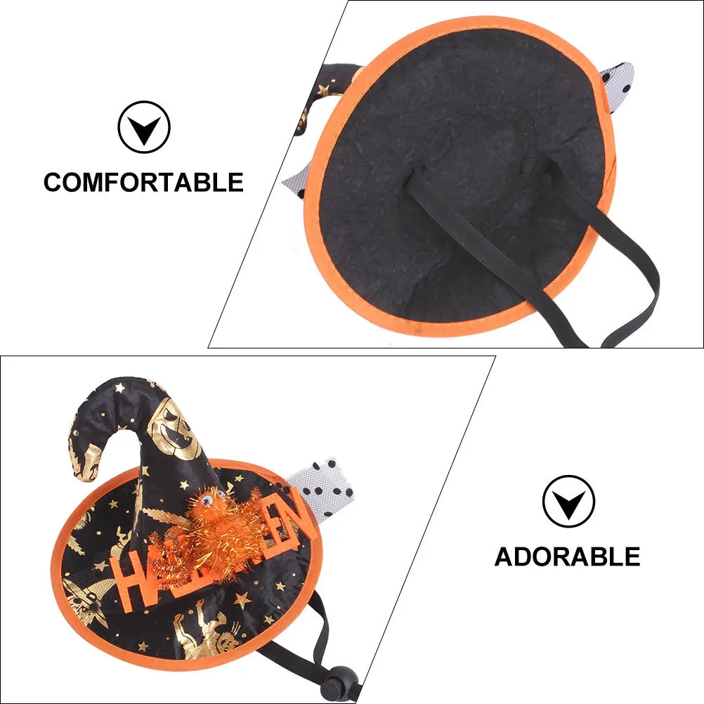

1Pcs Cat Halloween Costume Pumpkin Pattern Decorative Pet Headdress Adorable Halloween Party Hat Decorative Cat Hat