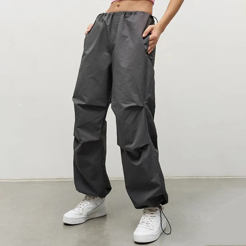 

Tornova 2025 Autumn Winter Loose Cotton Cargo Pants Female High Waist Drawstring Ties Casual Trousers Fashion Solid Lady Pants