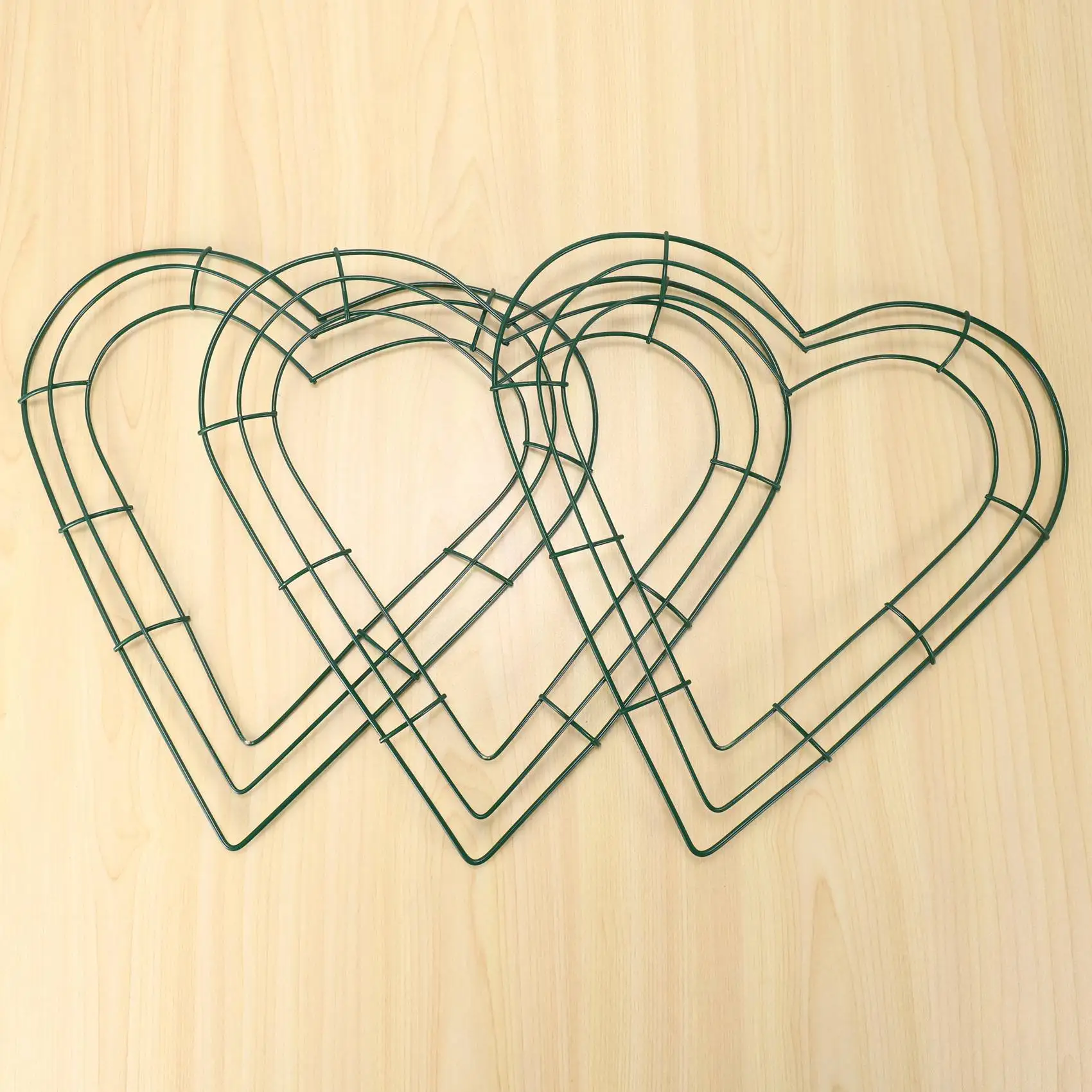 Wire Wreath Frame para Casa, Heart-Shaped Metal Wreath, Casamento, Dia dos Namorados, Artesanato DIY, 12 ", Pacote 3