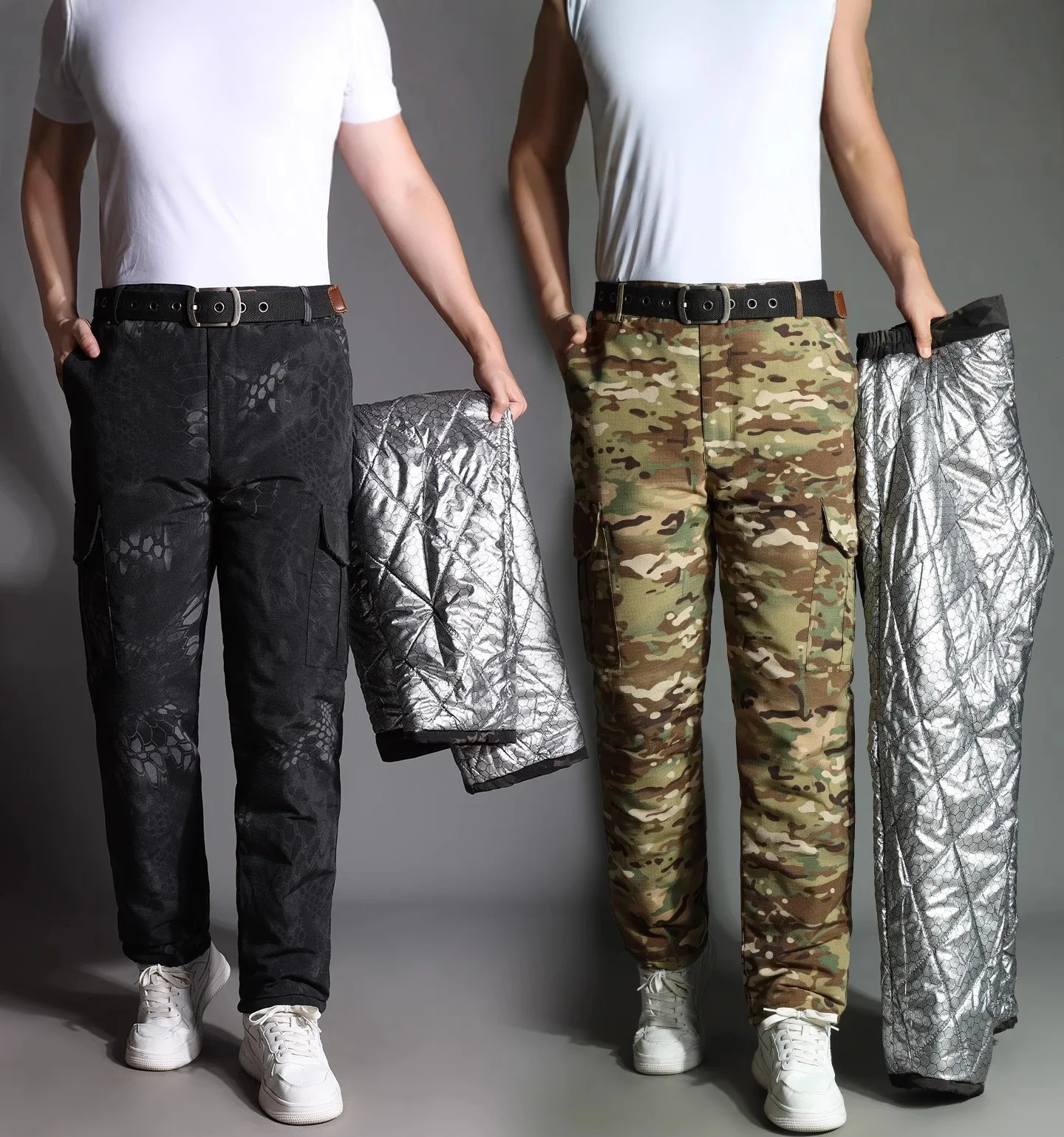 الشتاء الجرافين الحرارية مبطن السراويل سميكة يندبروف الثلوج السراويل للرجال المضادة للانزلاق مقاومة للاهتراء سراويل للتسلق في الهواء الطلق