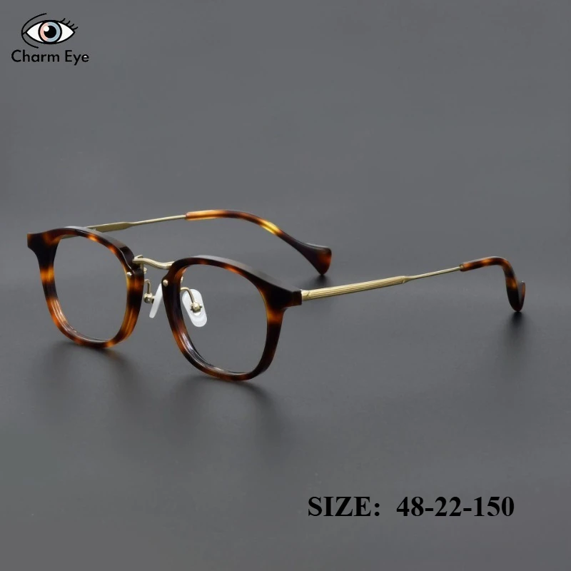 

Retro Tortoiseshell Handmade Glasses Women Oval Fashion Acetate Titanium Eyeglass Frame Men Myopia Reading Prescription Eyewear