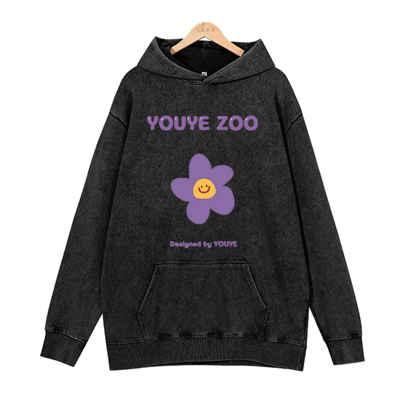 Youye Zoo Printed Women's Round Neck Hoodie New Fashionable Cute Retro Loose Casual Men's and Women's Hoodies