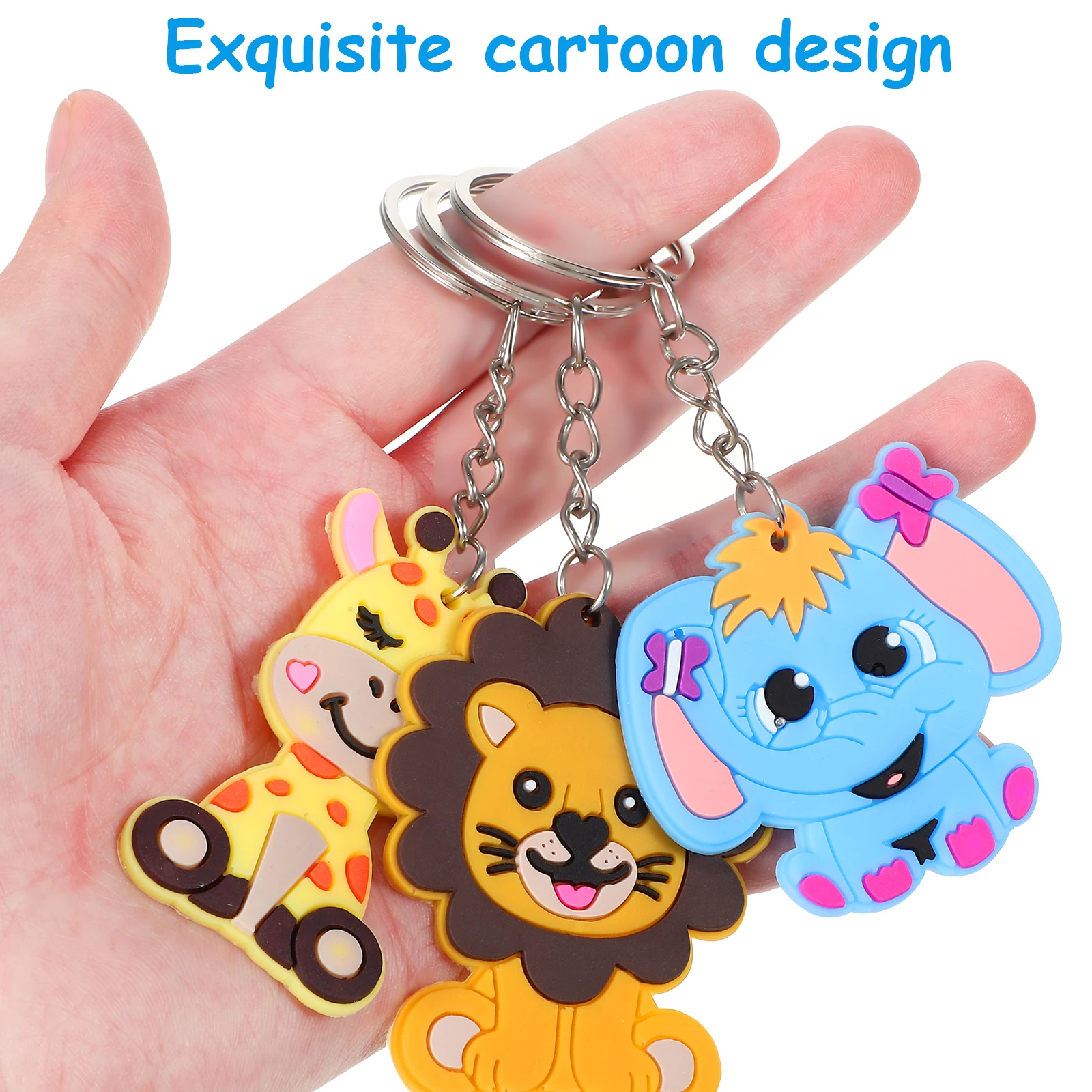 

Animal Keychains Set Jungle Theme Party Favors Cartoon Decorations Material Bulk Quantity Birthday Plastic Pendants