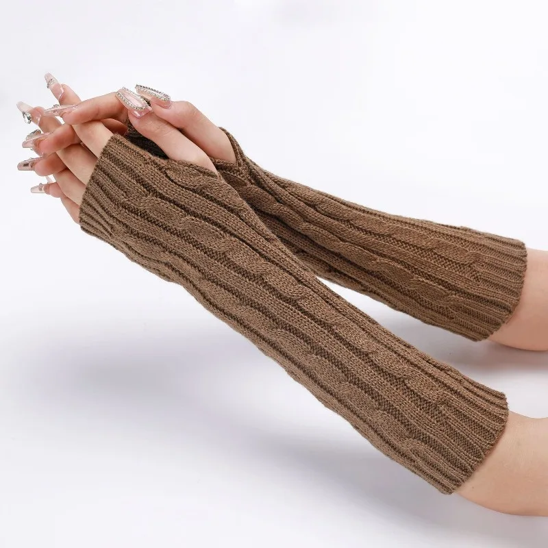 Aotvotee الأكمام للنساء Y2k اكسسوارات مدفئات للذراع شحن مجاني أصابع قفازات الشتاء متماسكة لطيف الأحمر موضة الأكمام الطويلة #2
