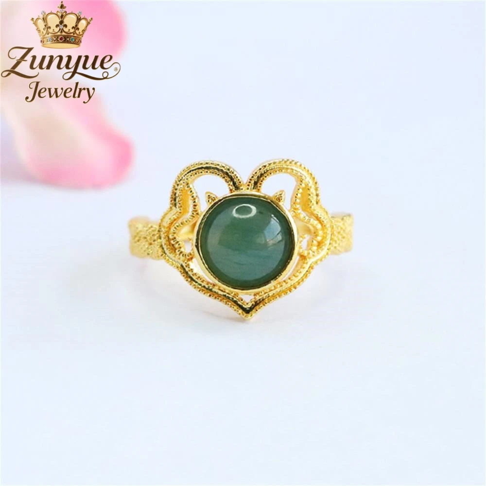 

Natural Genuine Blue Water Jadeite Hollow-Out Lucky Ring Luxury Quality Fashion Jewelry Exquisite Elegant Popular Charms Young