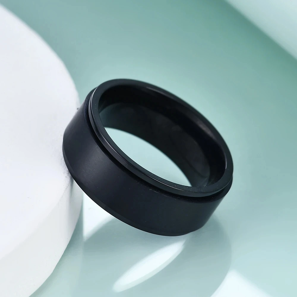 8mm pierścień obrotowy dla mężczyzn zwolnienie stresu Bague Acier Inoxydable obrączka ze stali nierdzewnej Casual biżuteria sportowa Anel Masculino — zdjęcie 5