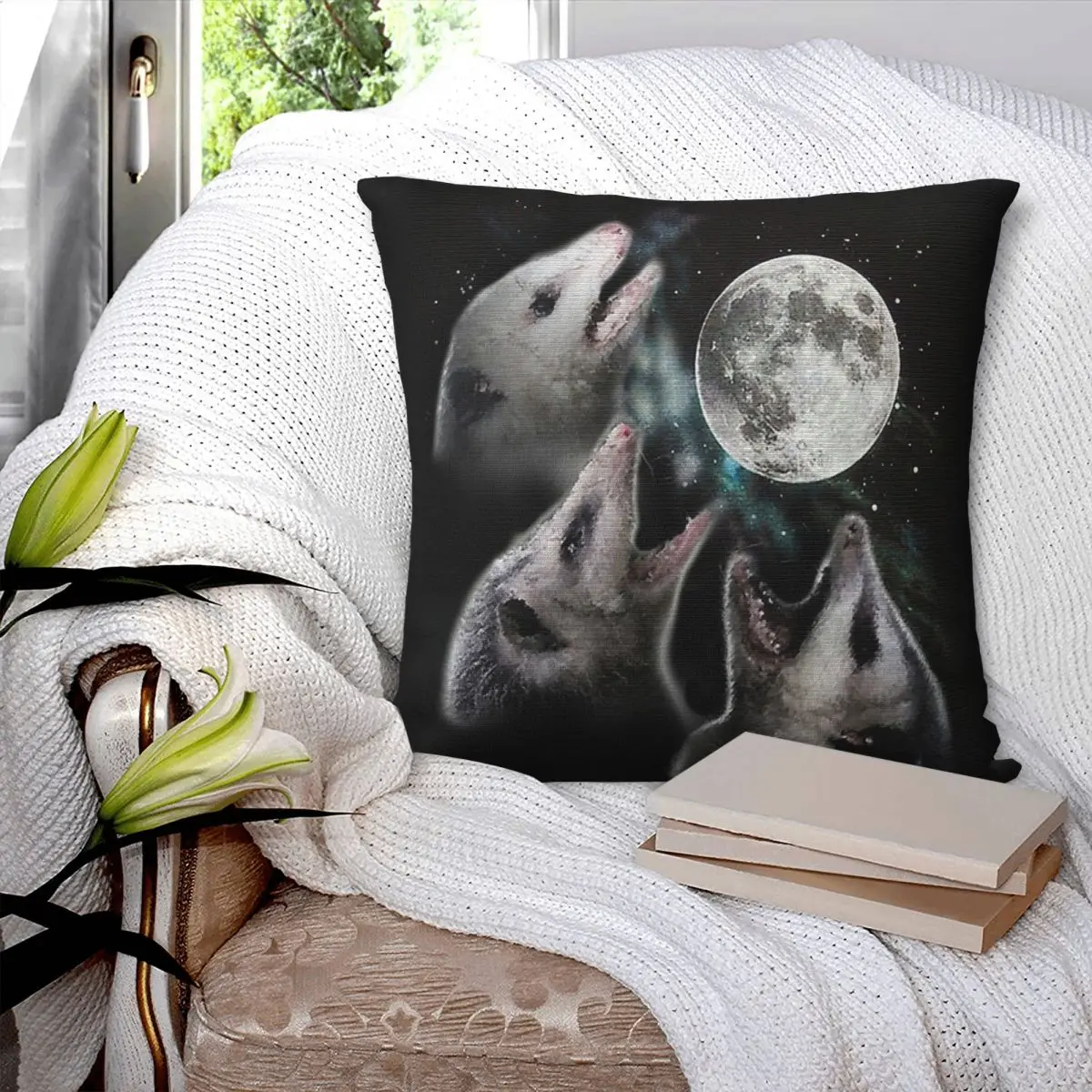 3 Opossum Moon 1 Pillowcase Cushion Bedroom Bedroom Customized Bed Decorative Pillows Customizable