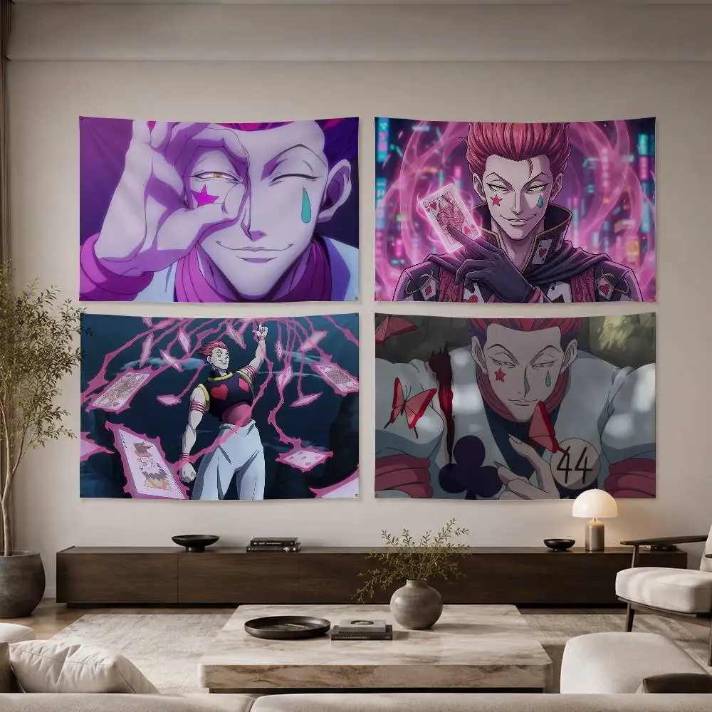 

H-Hisoka H-Hunter X Hunter Flags Wall Hanging Background Art Banner for Bedroom Home Outdoor Decor