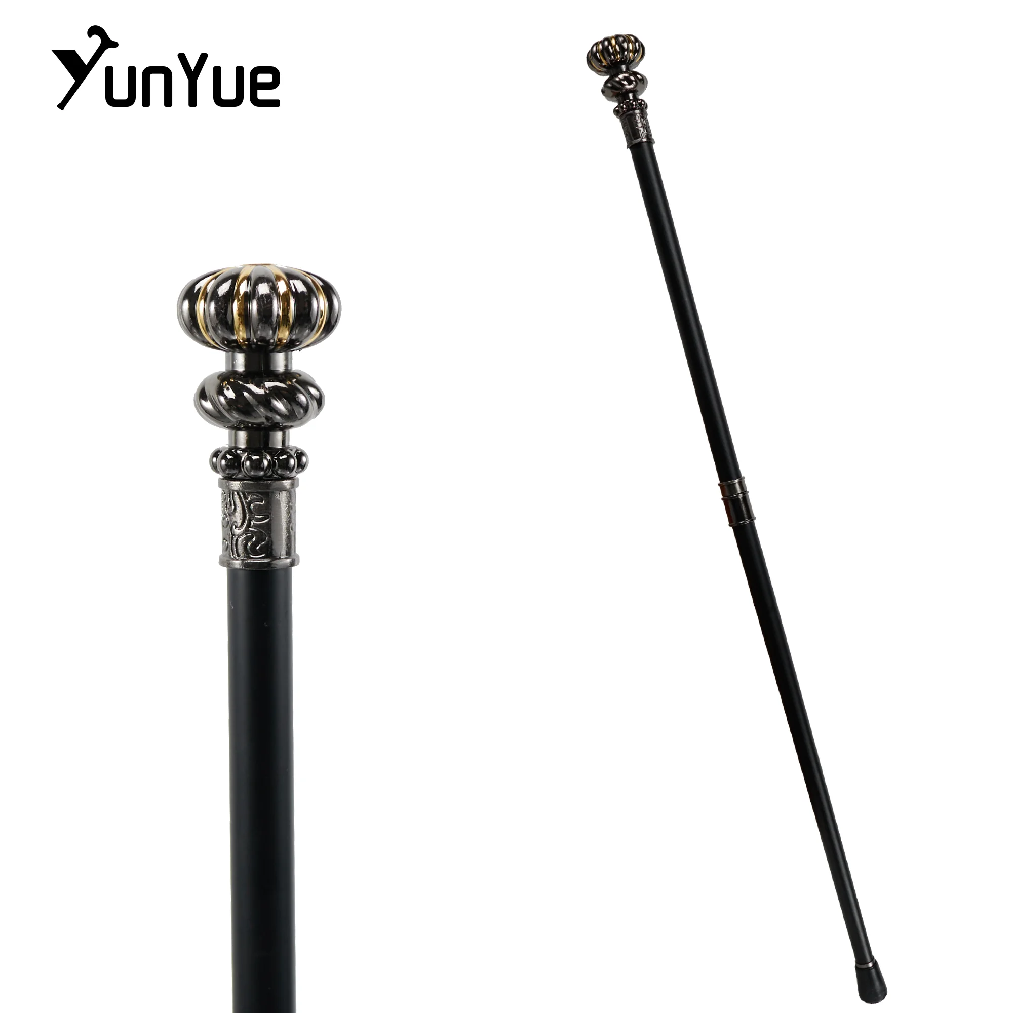 Canna da passeggio in metallo zucca oro nero per gentiluomini Moda Cosplay Film Prop Bastone da passeggio Accessorio per feste Stampella da gentiluomo 93