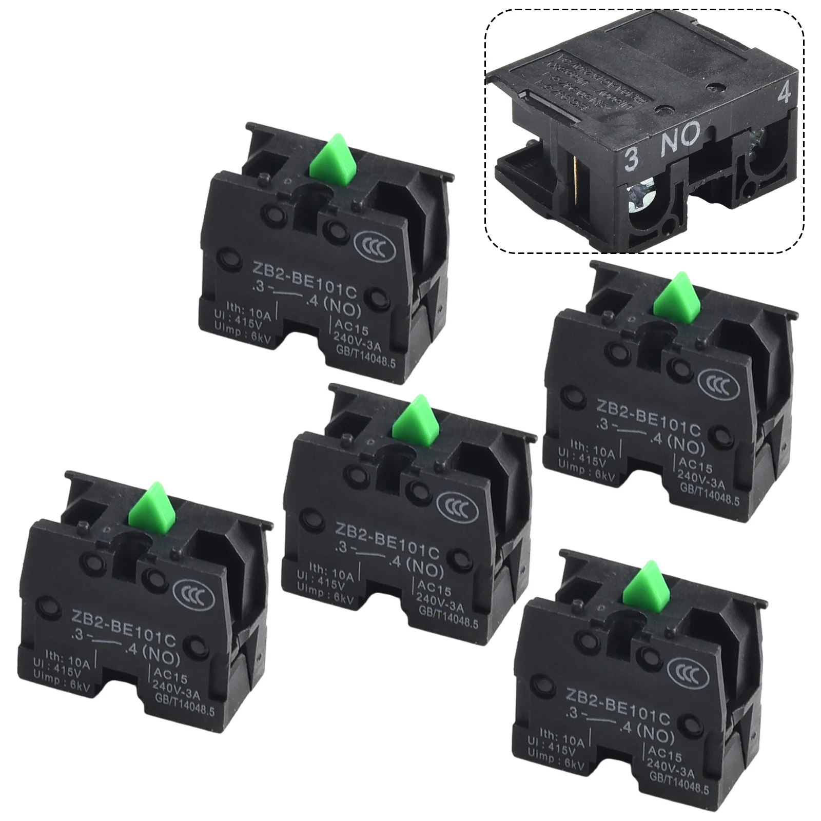 Pack of 5 ZB2BE101C BE102C NO Type Push Button Joystick Switch 10A 415V 22mm Aperture for Electrical Panel Installation