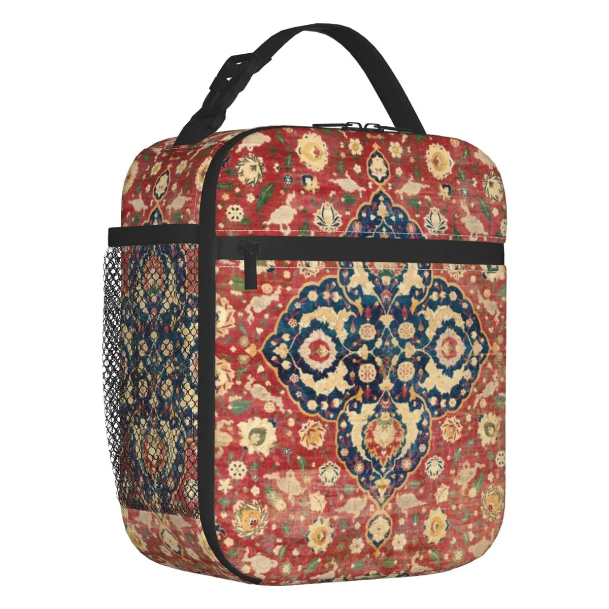 Bohemian Century Silk Persian Style Insulated Lunch Tote Bag Boho Portable Thermal Cooler Food Lunch Box Kids School Children