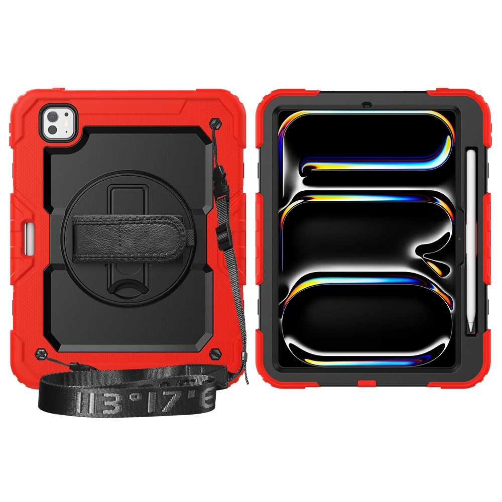 

Универсальный гибридный чехол для iPad Pro 11 2025 M5 2024 M4 A3357 A3358 A3359 A2836 A2837 A3006 с защитной пленкой и вращающейся крышкой