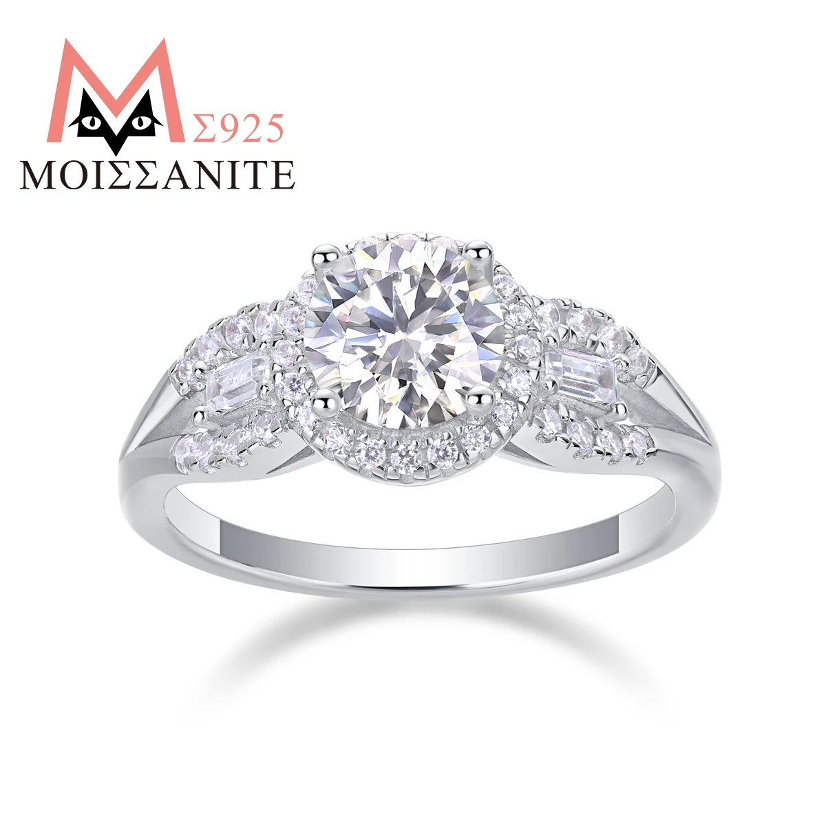 JIUZUAN 1Ct D Color VVS Moissanite Halo Engagement Ring, S925 Silver, 18K White Gold Plated, GRA Certified, Elegant Bridal Jewel