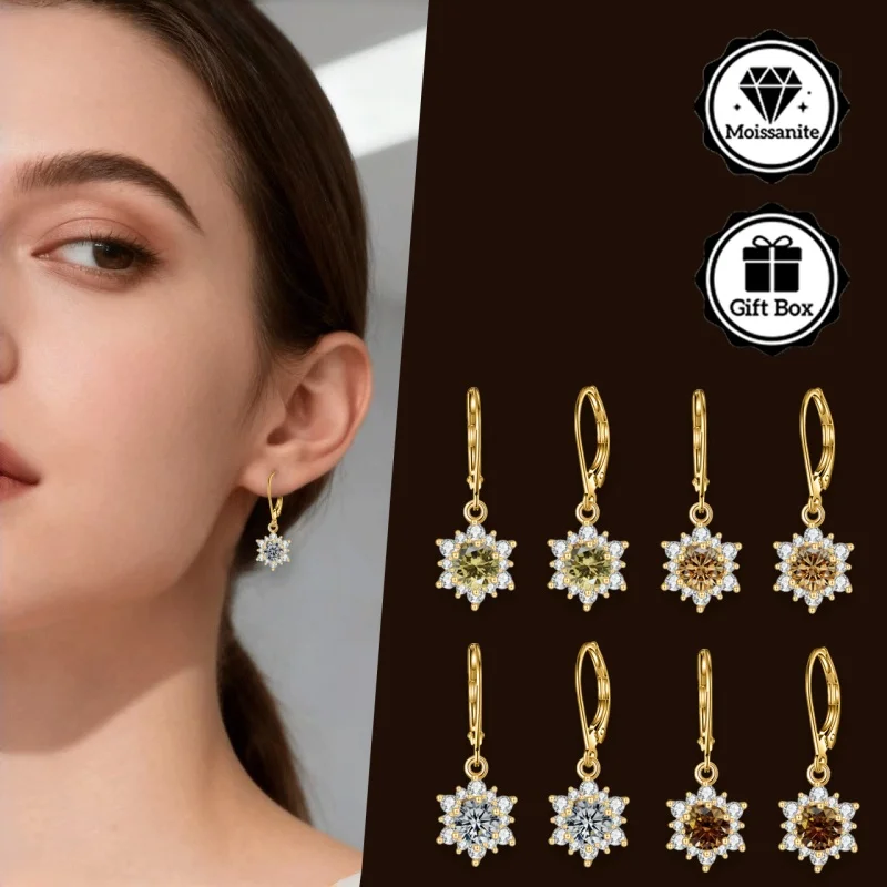 

Ювелирные изделия LAMVOICE для женщин/серьги с 1-каратным муассанитом, гипоаллергенные серьги-крючки, рождественский подарок для ювелирных изделий высокого качества