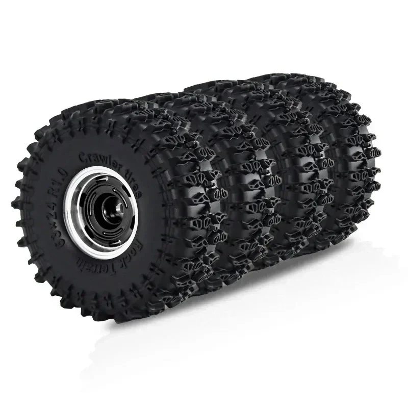 

4pcs 63mm 1.0" Metal Beadlock Wheel Tire Set For 1/18 1/24 RC Crawler Car SCX24 FMS24 TRX4M Upgrade Parts Accessories