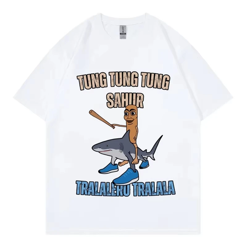 

Футболка Tung Tung Sahur с бейсбольной битой Tralero Tralala Running Shark Футболки унисекс Забавные мем Модные футболки с короткими рукавами ee Топы