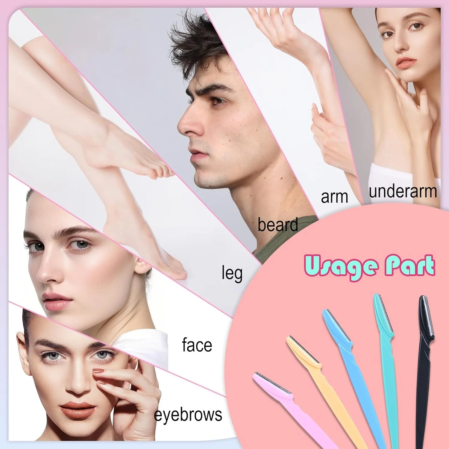20-Piece Value Pack Men's and Women's Beauty Tool Set: Men's Disposable Razors + Women's Disposable Eyebrow Razors, Non-Slip Grip + Travel-Friendly