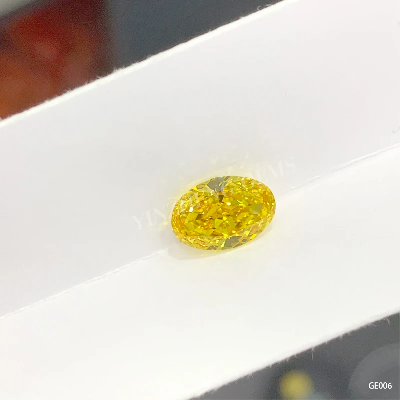 Forma de corte oval de diamante cultivado em laboratório fantasia amarelo vívido 3.01ct vs1 2vg n hpht para fabricação de joias finas com certificado igi