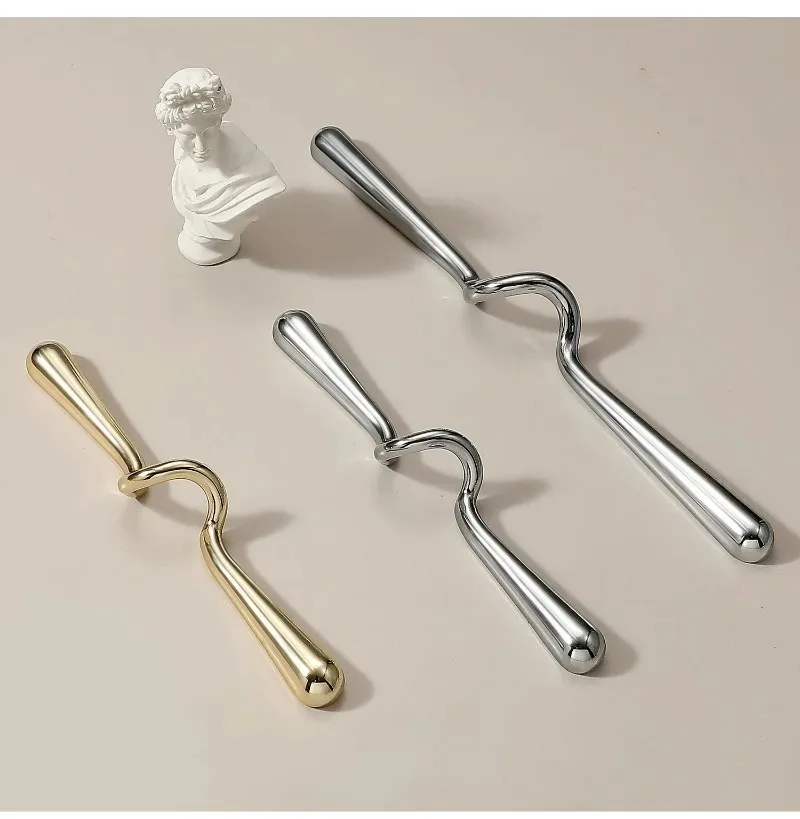 Wellenförmige Griffe, Französische Retro-Luxus-Küchenschränke, Kleiderschränke, Möbelschubladen, Schranktüren, Türgriffe – Detail 10