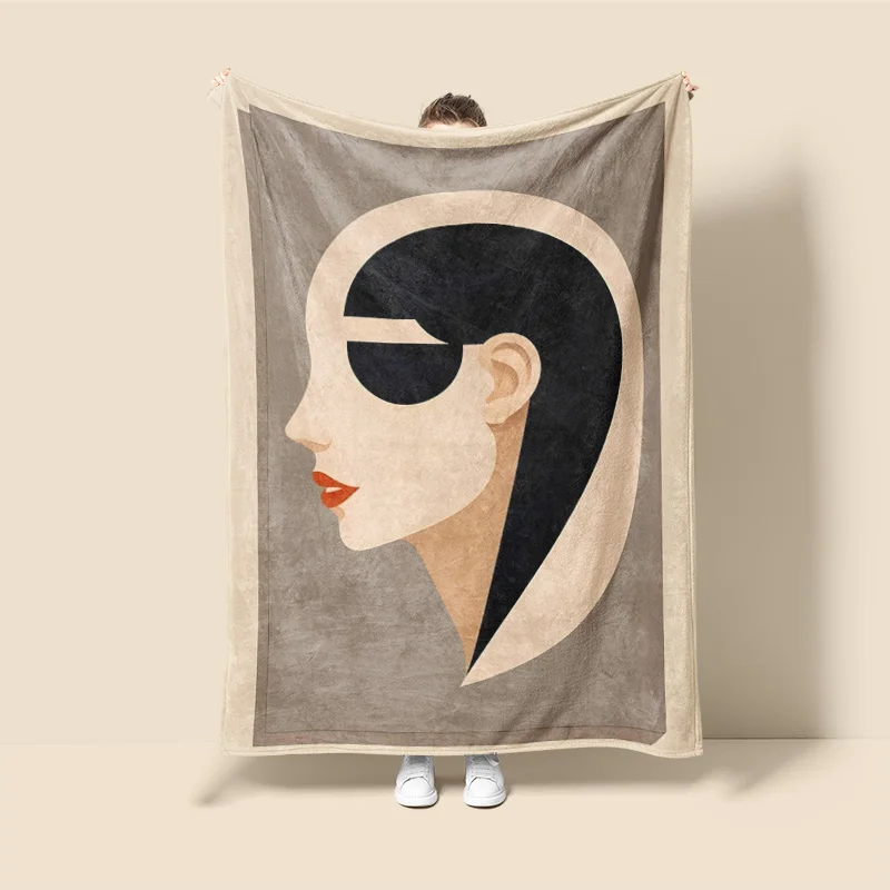 بطانية موراندي على الطراز الاسكندنافي بتصميم هندسي تجريدي ومضادة للكهرباء الساكنة مع نفس بطانية غطاء الأريكة #5