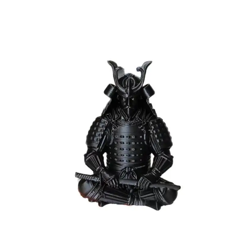 [J] Mini Japanese Samurai Figurine 3D Printed Sitting Posture Bushido Warrior Statue Desktop Ornament Tea Tray Study Shelf Decor