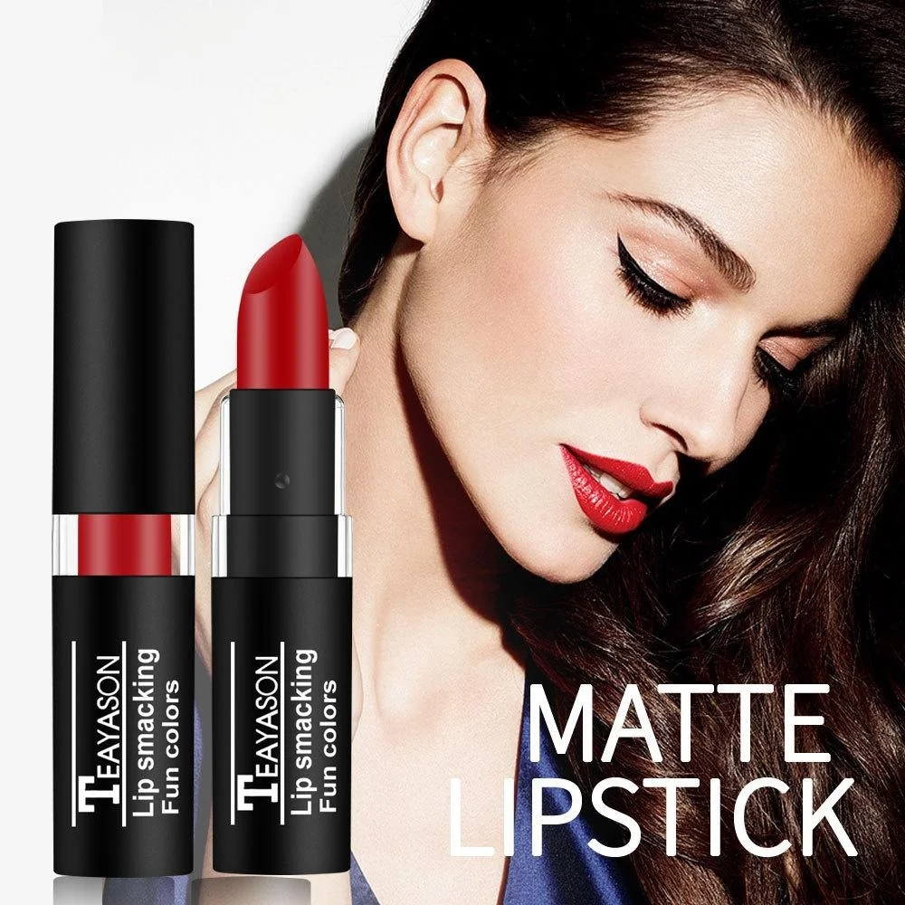 Batom fosco 12 cores à prova d'água, hidratante fosco, batons de longa duração, cosmético roxo, preto, brilho labial sexy, maquiagem labial vermelha