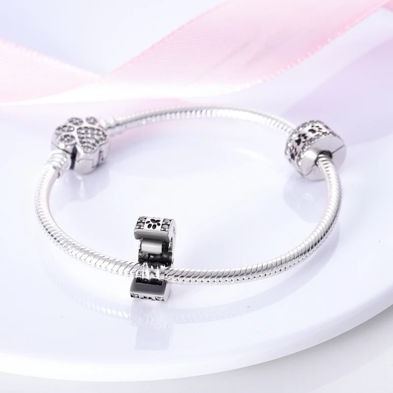 Fashion 925 Silver Color Colorful Zircon Stars Moon Sun Separator Charms Beads Fit Pandora Original Bracelet Fine DIY Jewelry