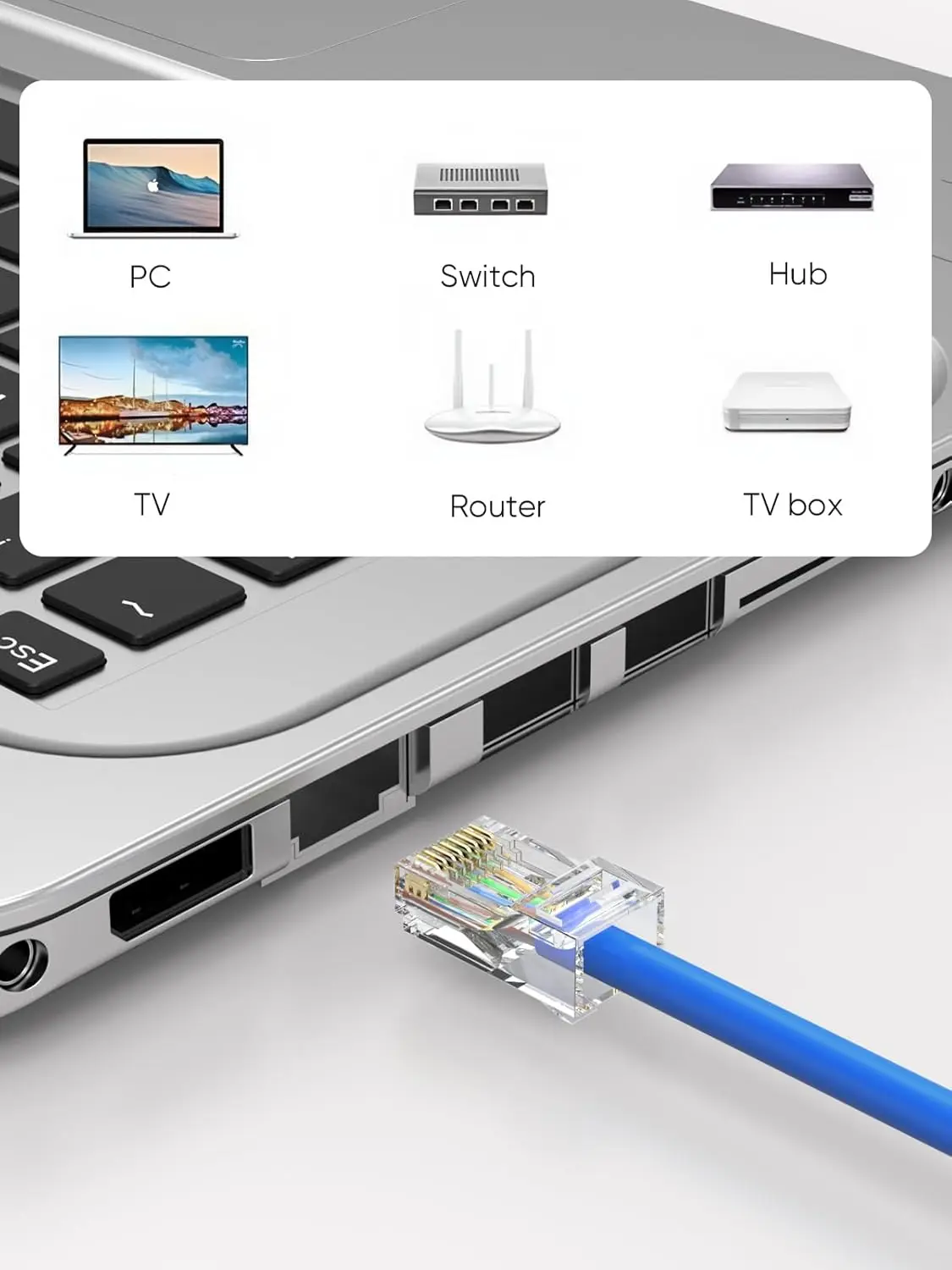 100pcs RJ45 CAT6 Connectors, Cat6 RJ45 Ends,Ethernet Cable Crimp Connectors UTP Network Plug for Solid Wire and Standard Cable