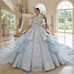 Abiti da sposa di lusso abito da ballo in pizzo Halter abito di alta qualità GT003 ricamo Robe De Mariage 2023 nouveauté