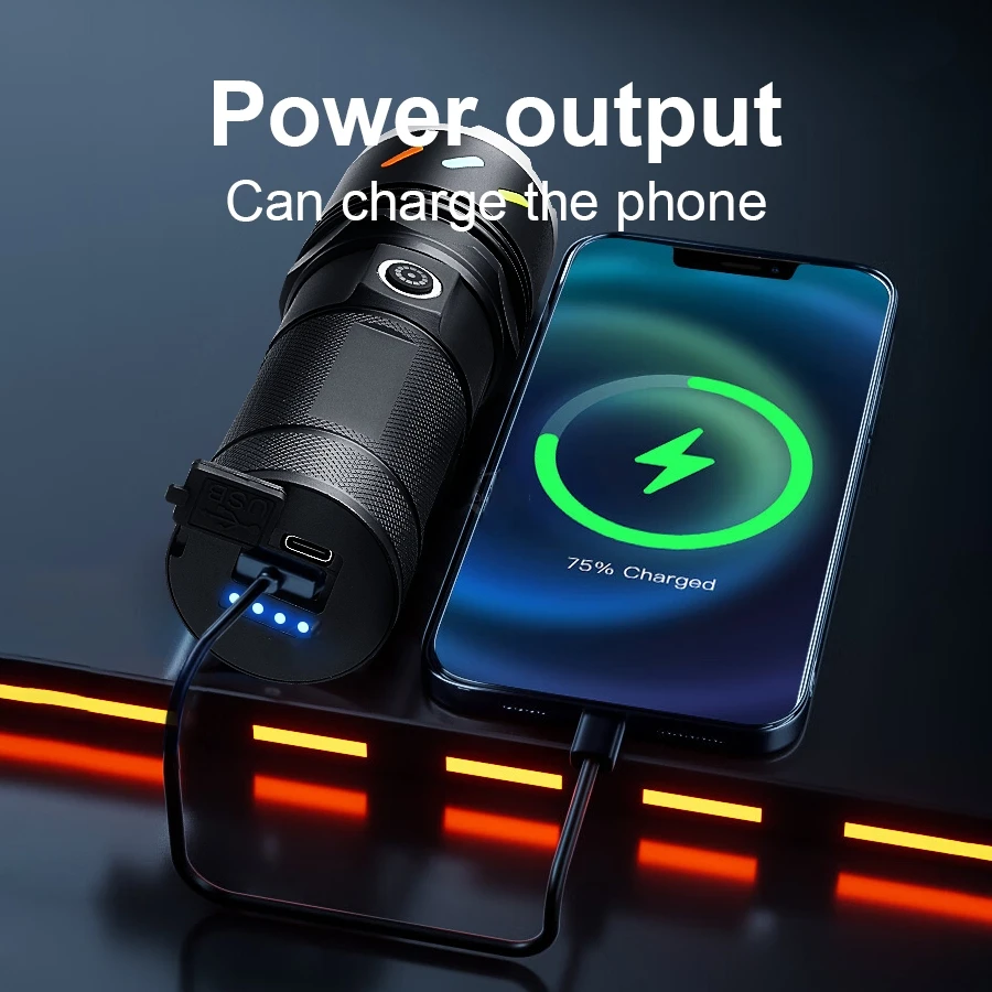 Most Powerful Strong Light Flashlight Long Shot Camping Torch Built-in 3*18650 Battery High Power LED Outdoor Tactical Lantern