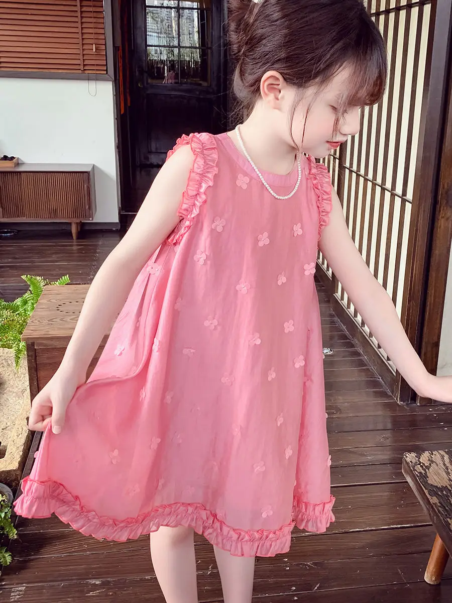 

3-13Years Toddler Kids Cute Sleeveless Dresses for Girls Pink Tank Princess Dress Toddler Girl Outfits Clothing 4 5 6 7 8 9 10